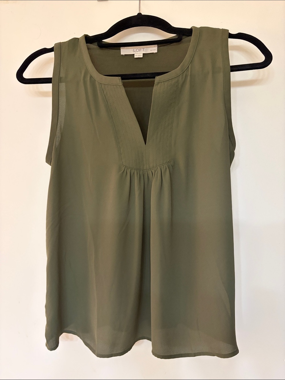 LOFT Olive Green Sleeveless Split-Neck Camisole